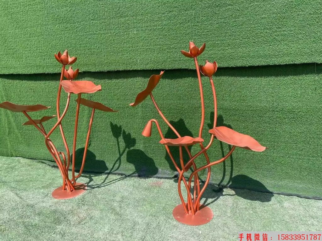 不銹鋼荷花雕塑噴漆，蓮花雕塑